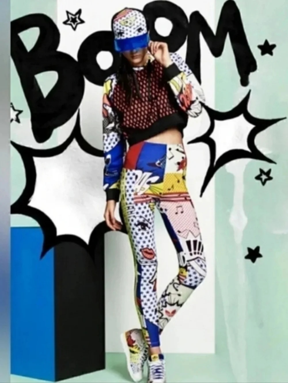 Adidas x Rita Ora Comic Print 3pc Set Hoodie (XL) Leggings (L) Sneakers (10) - Picture 1 of 16